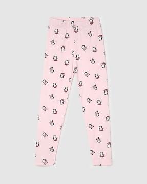 girls graphic printed leggings with elasticated waist