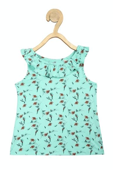 girls green print casual t-shirt