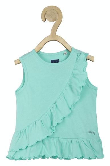 girls green solid casual top