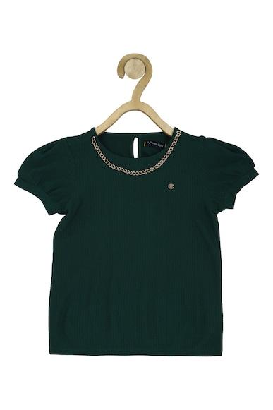 girls green solid casual top
