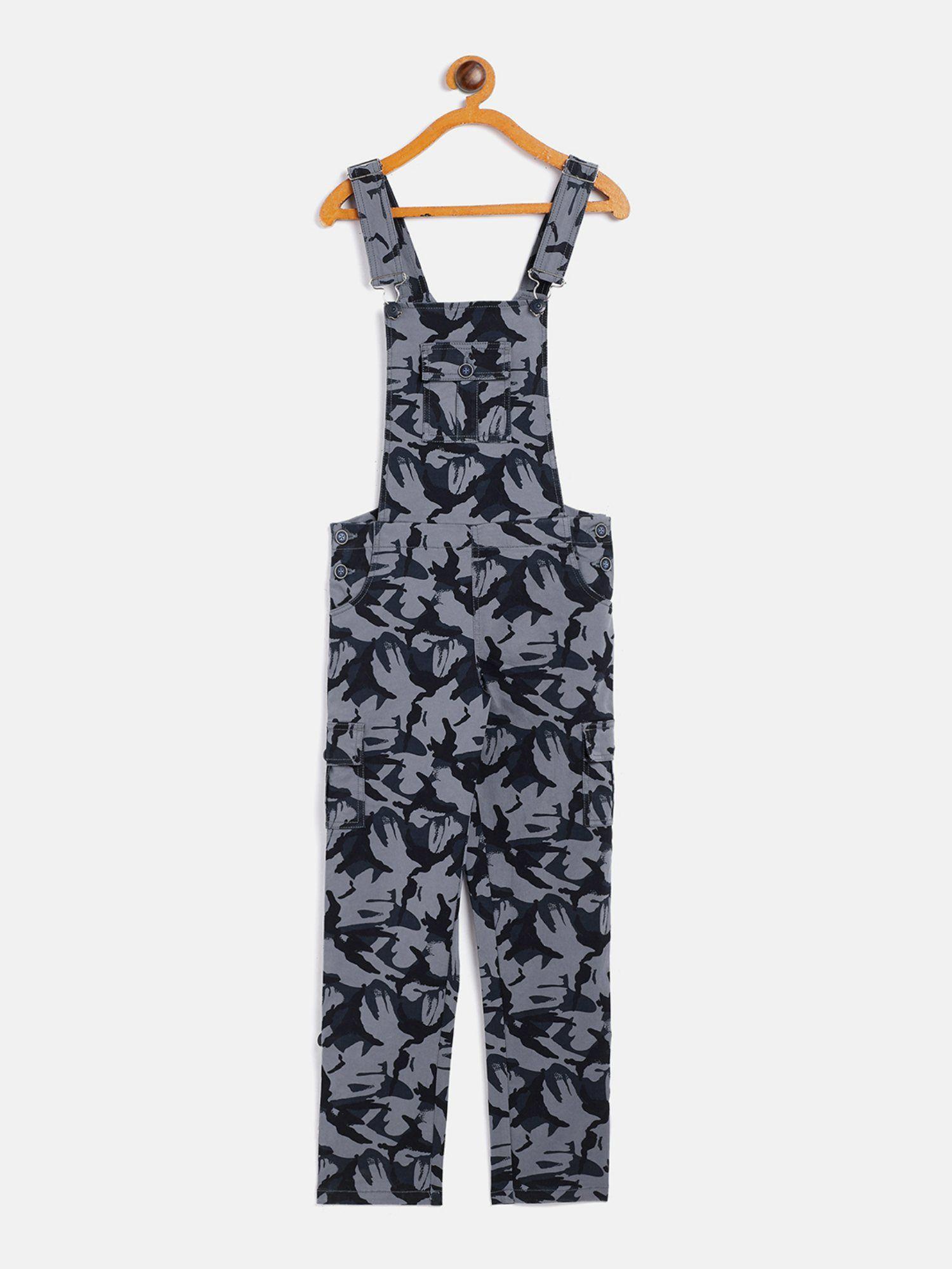 girls grey camouflage dungarees