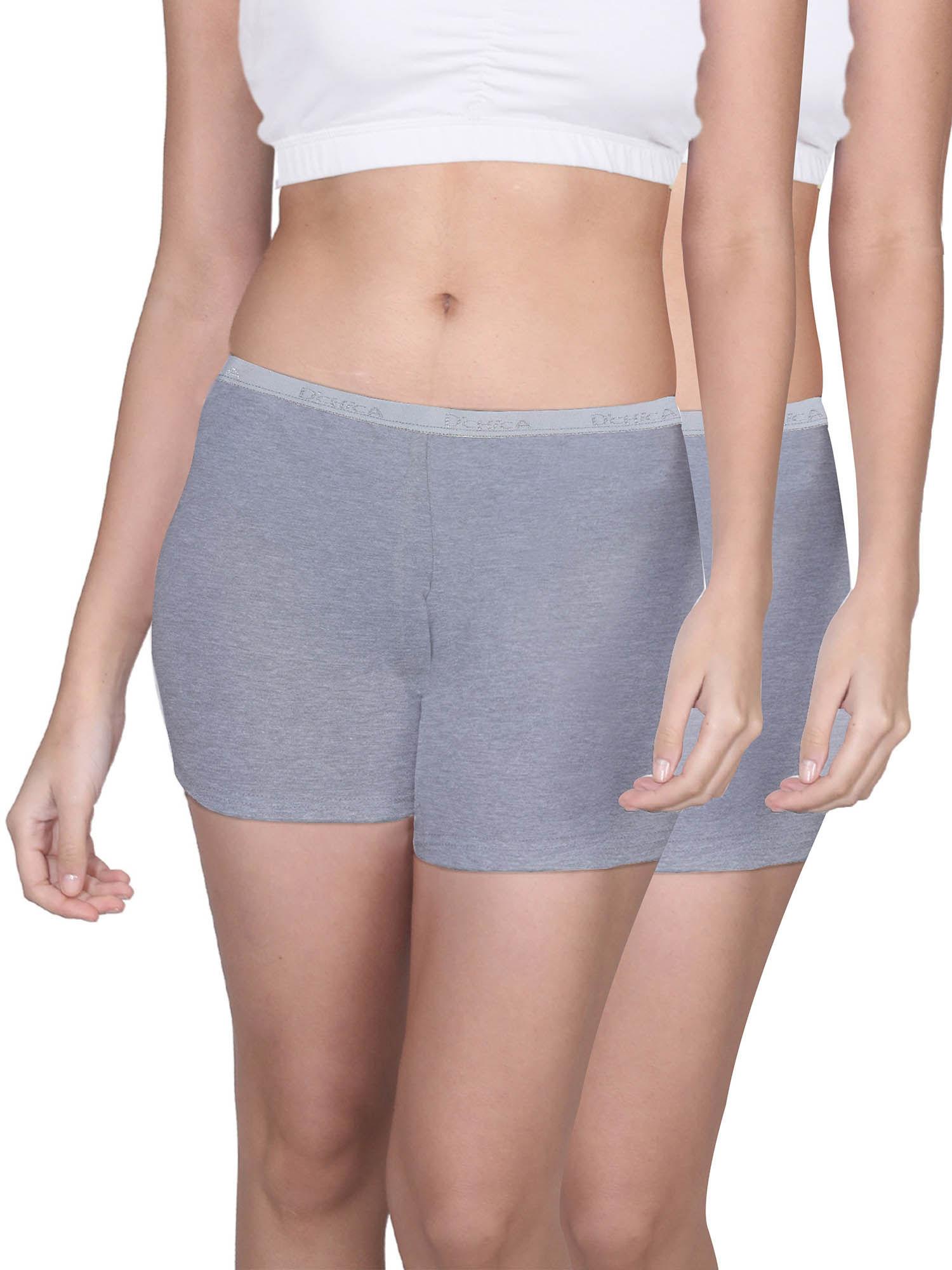 girls grey high rise full coverage boy shorts (pack of 2)