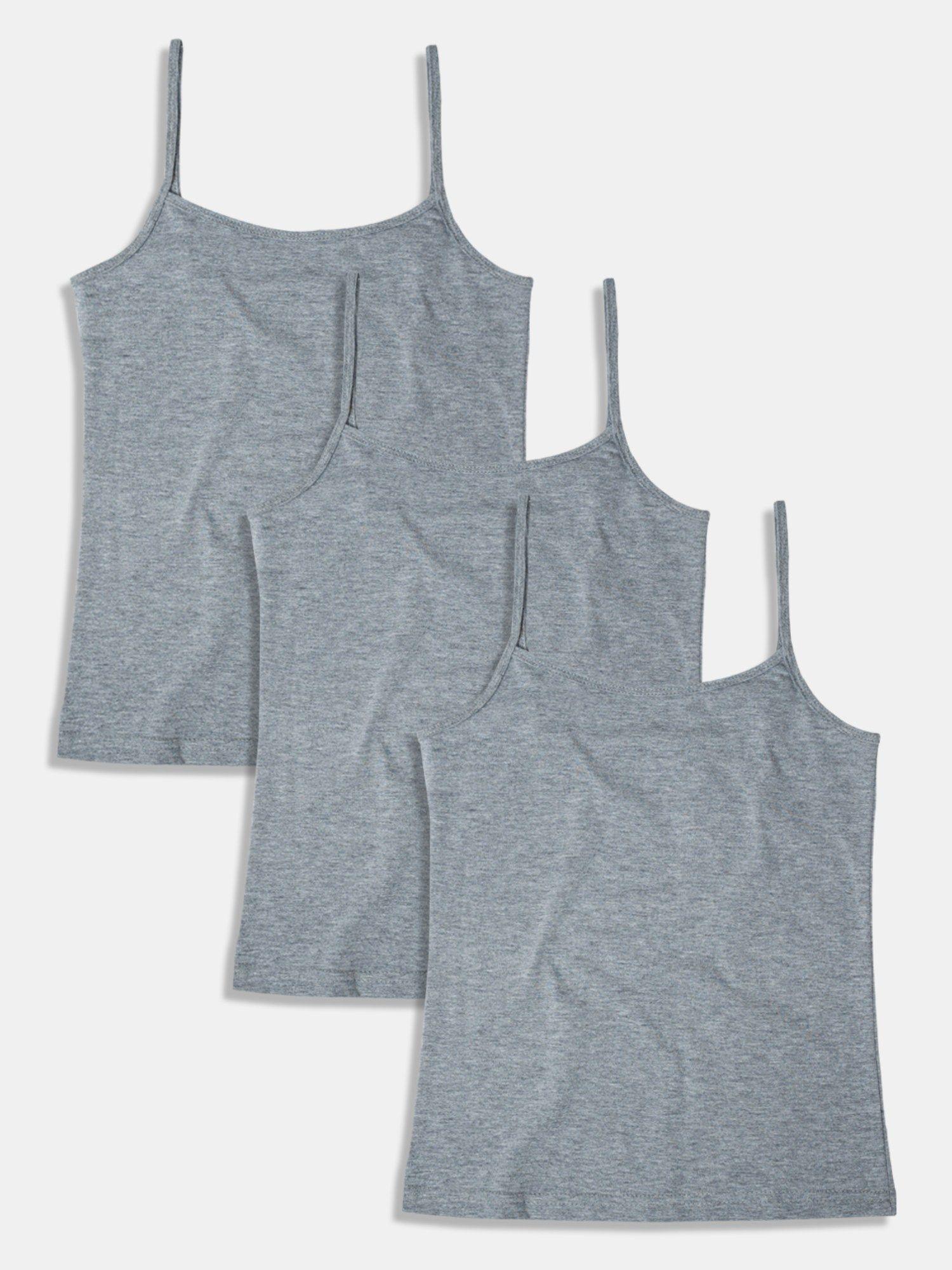 girls grey melange camisoles (pack of 3)
