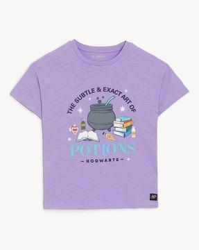 girls harry potter print relaxed fit round-neck t-shirt