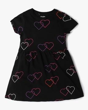 girls heart print a-line dress
