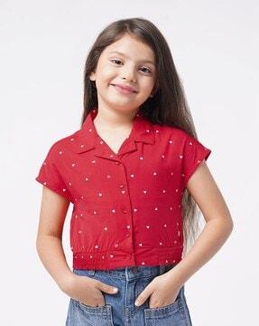 girls heart print regular fit shirt