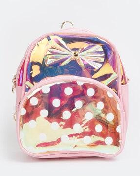 girls holographic backpack with convertible strap