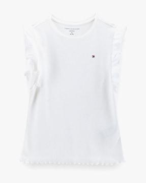 girls kg ribbed regular fit top with ruffles