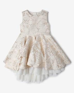 girls lace fit & flare dress with asymmetric hem