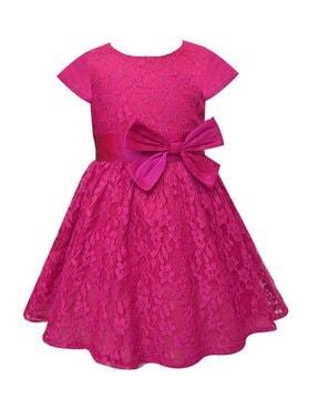 girls lace round-neck fit & flare dress