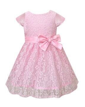 girls lace round-neck fit & flare dress