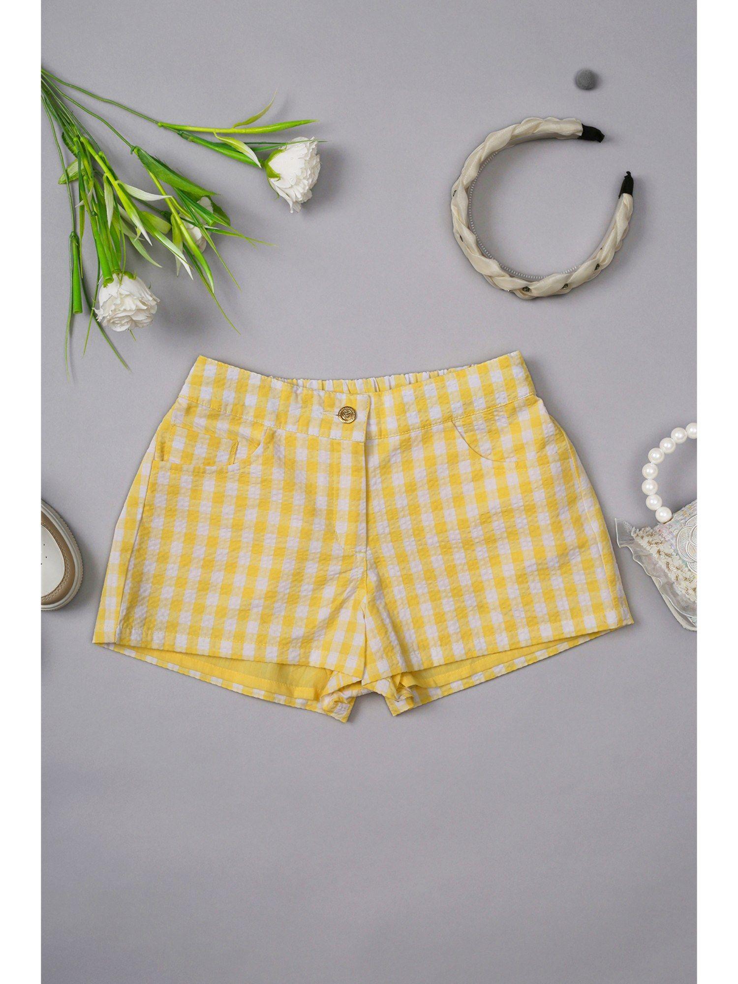 girls lemon check hot shorts