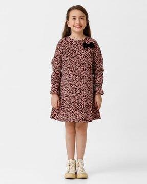 girls leopard print fit & flare dress
