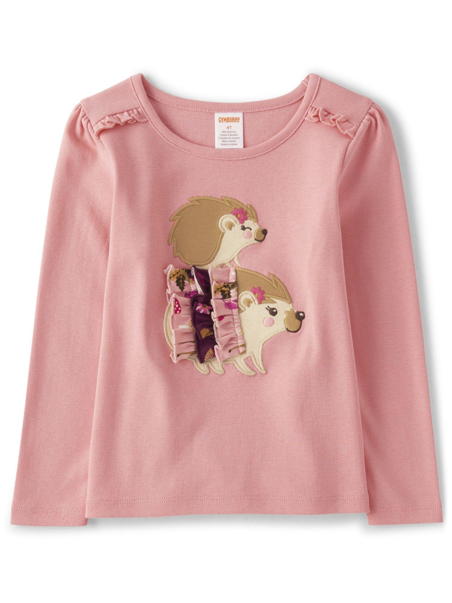 girls light pink ruffle embroidered tops (12-18 months)