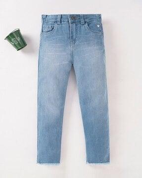 girls lightly washed straight fit jeans