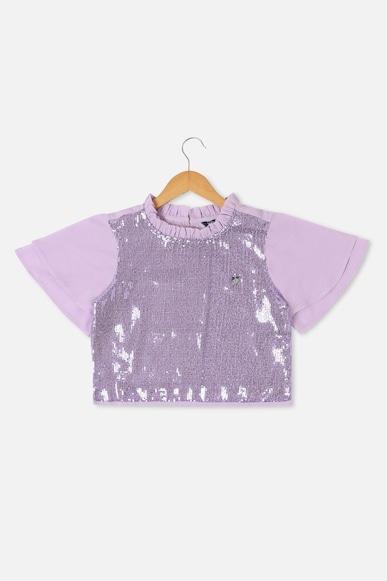 girls lilac embellished casual top