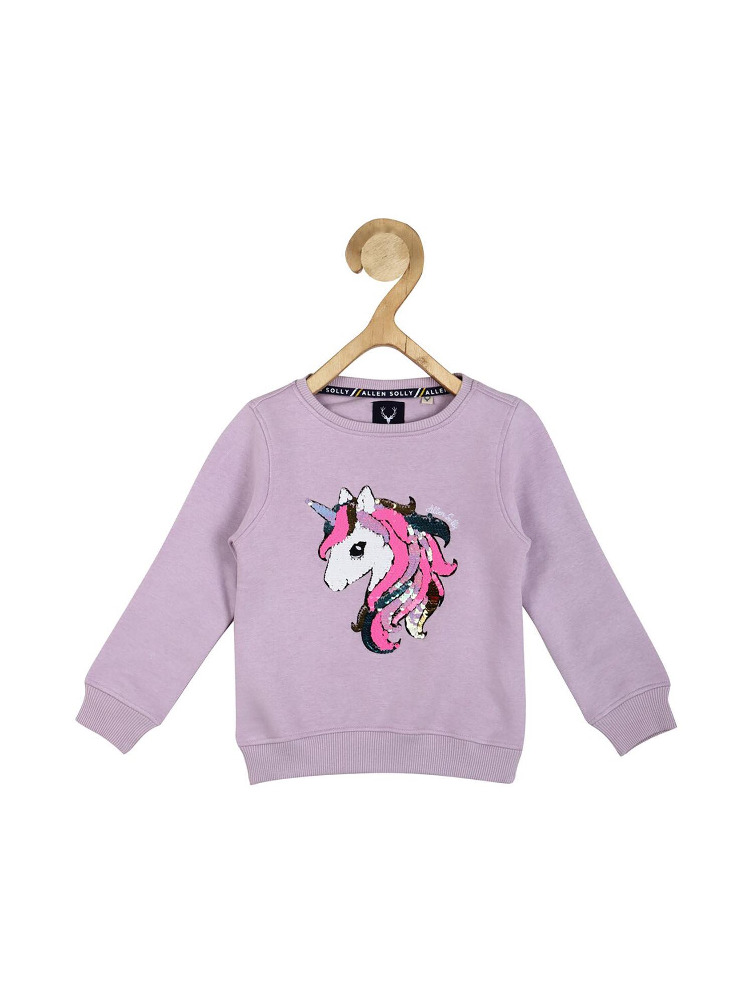girls lilac sequined print regular fit sweatshirt