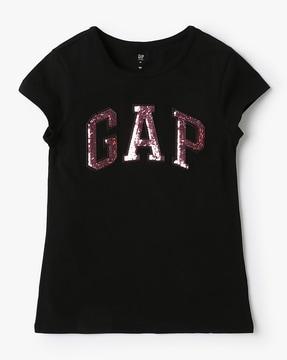 girls logo embellished relaxed fit round-neck t-shirt