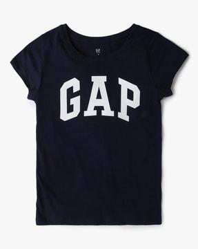 girls logo print relaxed fit organic cotton round-neck t-shirt