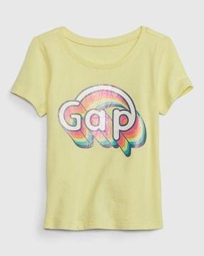 girls logo print relaxed fit round-neck t-shirt