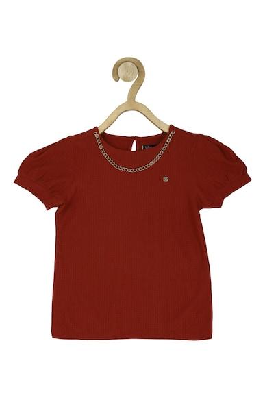 girls maroon solid casual top