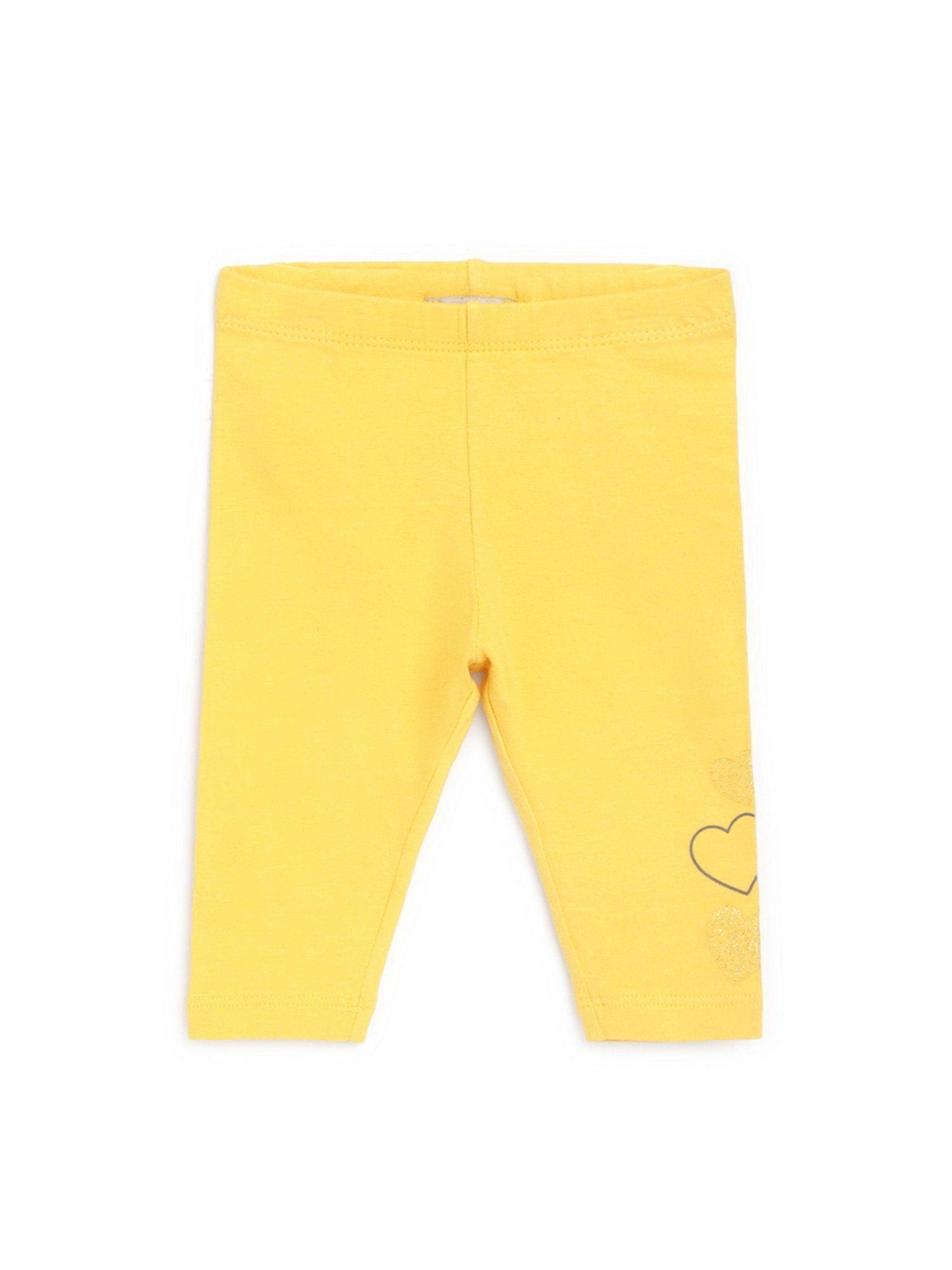 girls medium yellow solid leggings