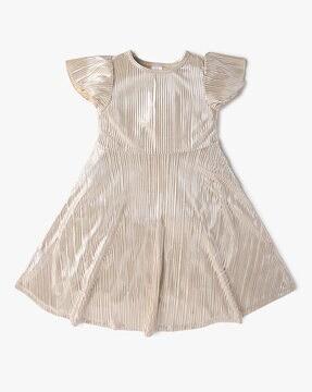 girls metallic pleated a-line dress