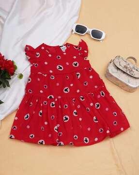 girls mickey mouse print tiered dress
