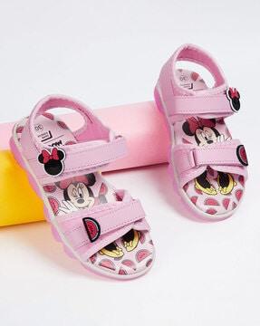 girls micky mouse print sandals with velcro fastening