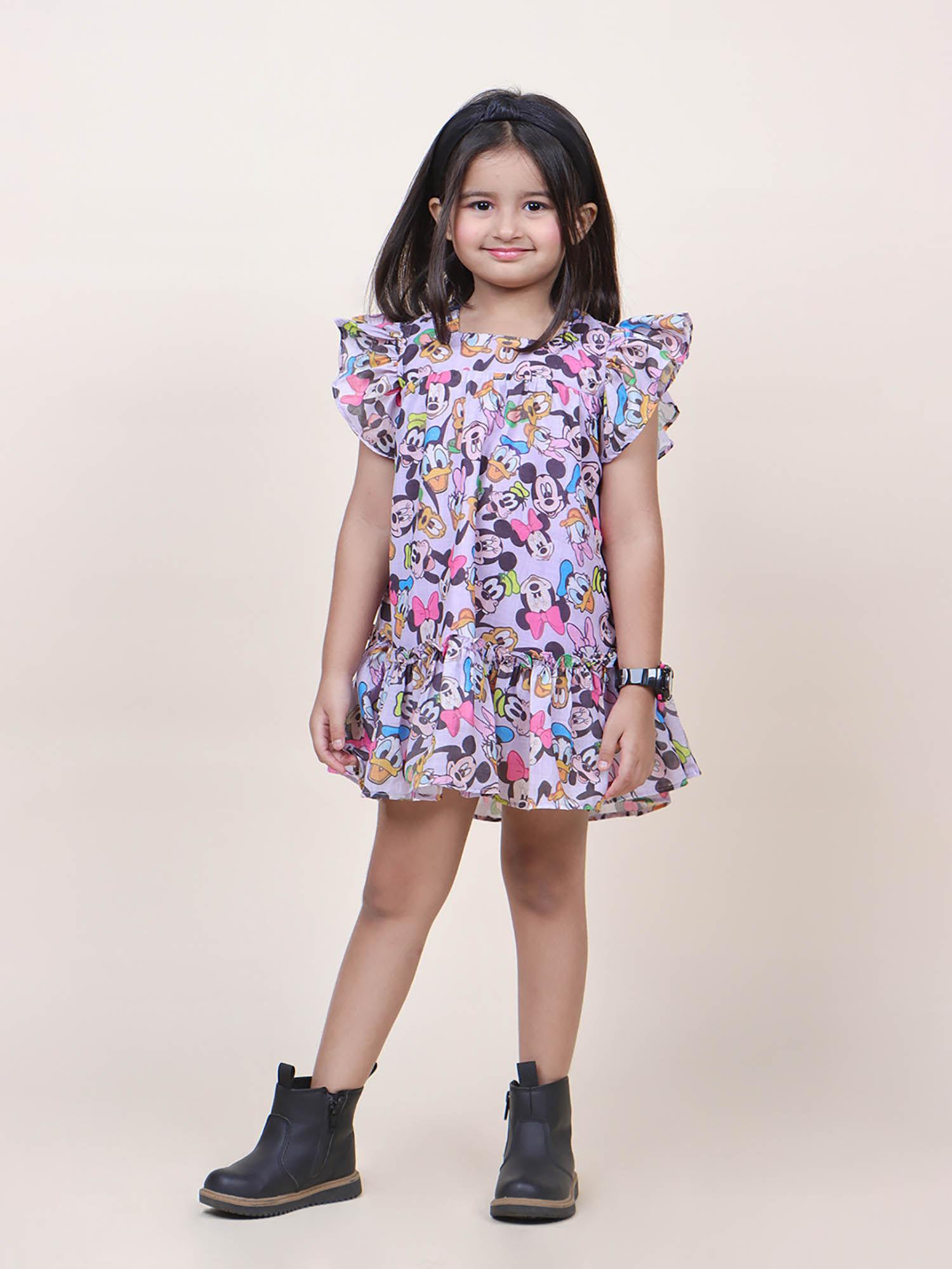 girls micky purple cotton dress