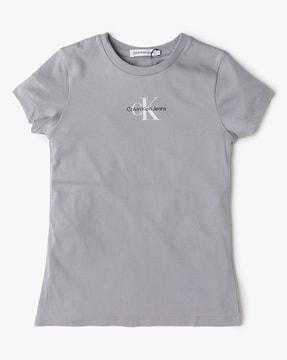 girls micro monogram crew-neck t-shirt