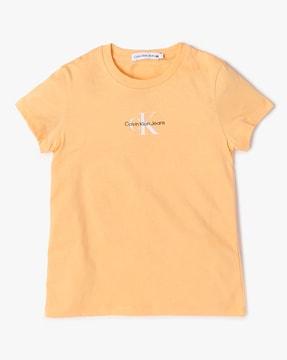 girls micro monogram logo print t-shirt