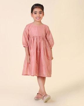 girls micro print fit & flare dress