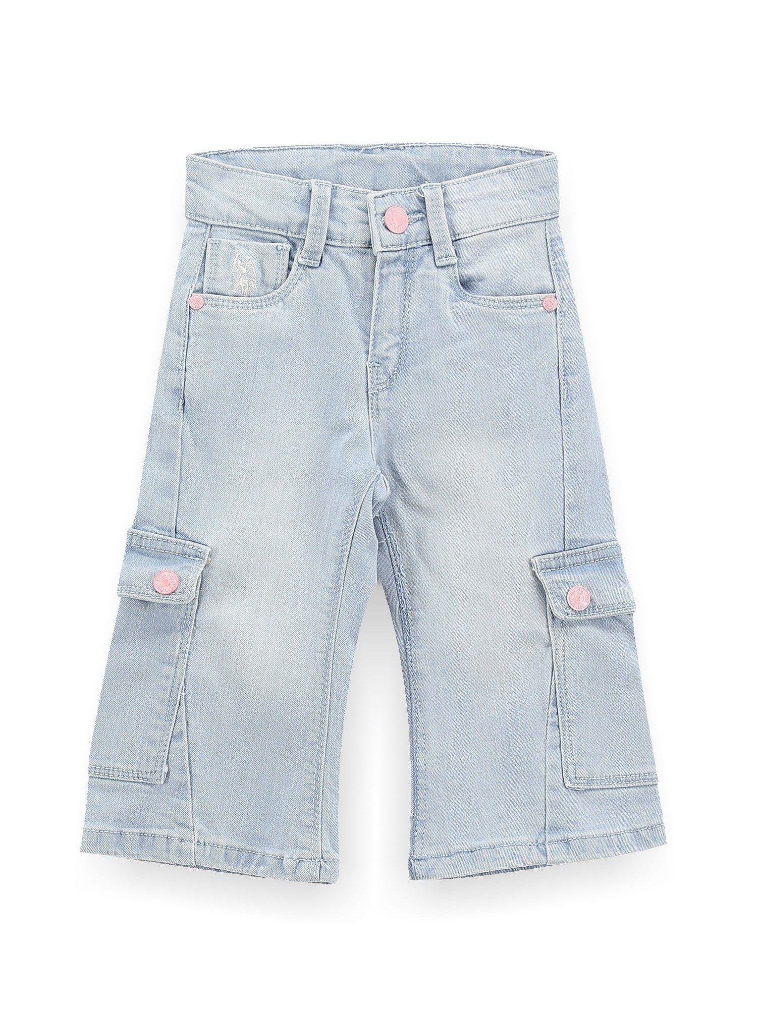 girls mid rise cargo jeans blue