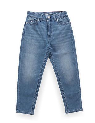 girls mid rise stone wash jeans