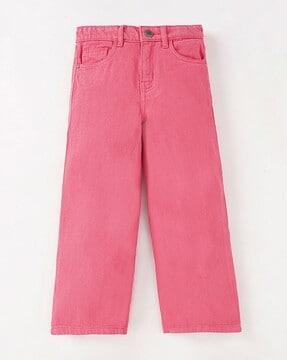 girls mid-rise wide-leg jeans