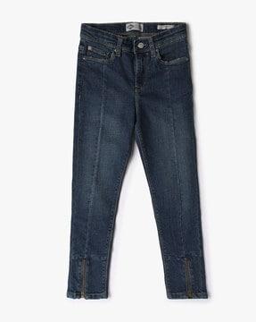 girls mid-wash skinny fit jeans