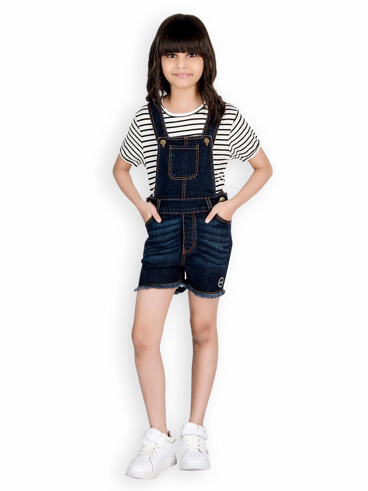 girls midnight blue denim playsuit