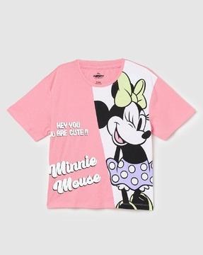 girls minnie mouse print regular fit round-neck t-shirt