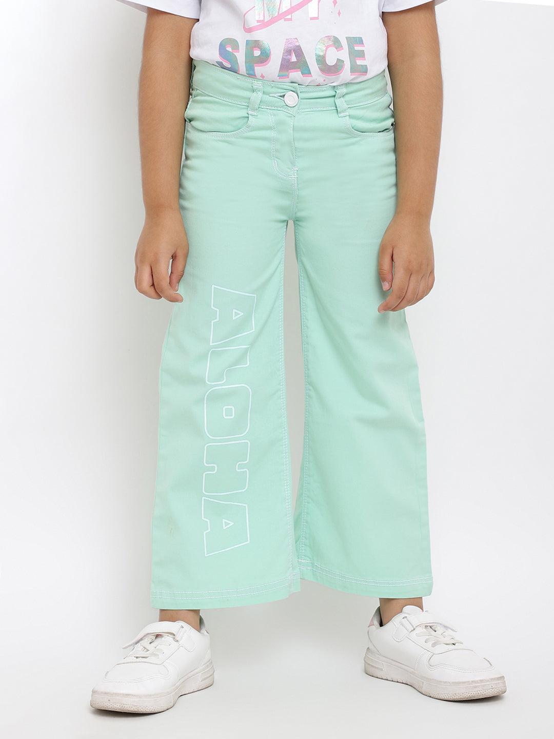 girls mint cotton trouser