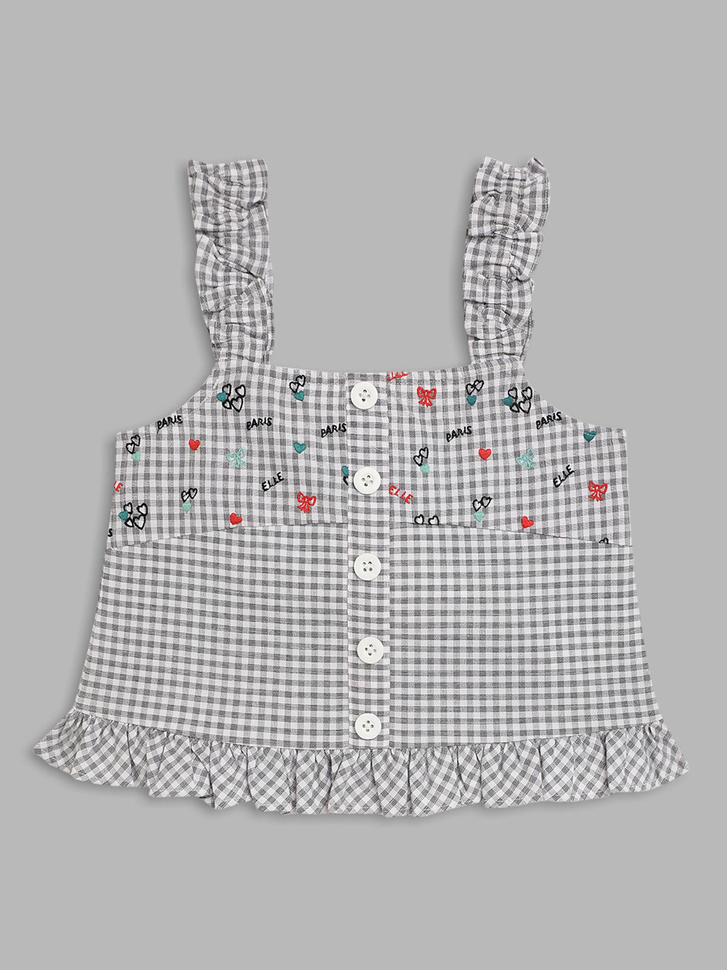 girls multi checked top