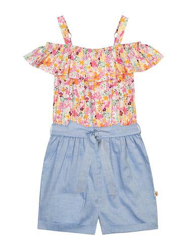 girls multi-color chambray playsuit