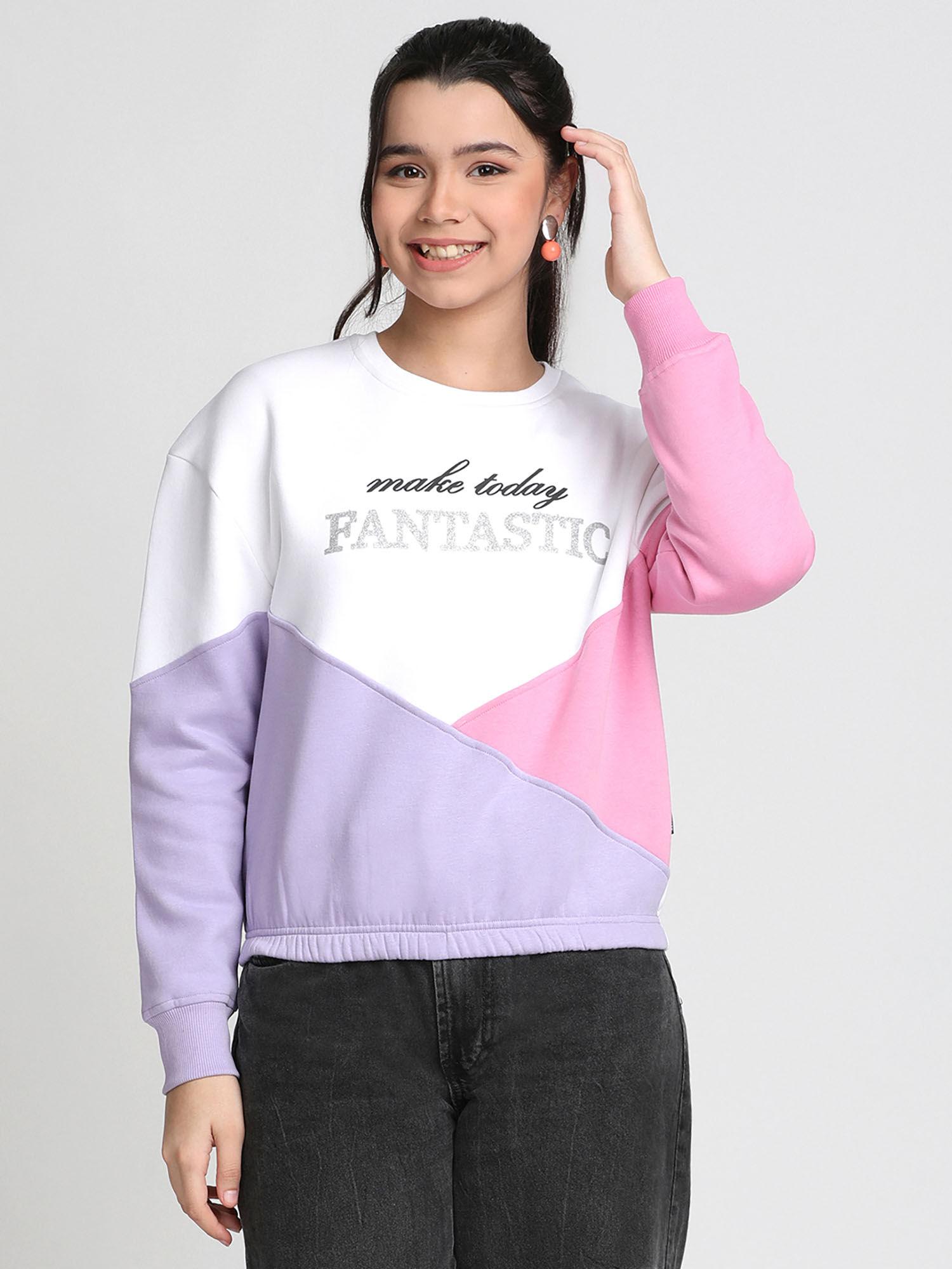 girls multi-color heavy weight cotton fleece sweatshirt