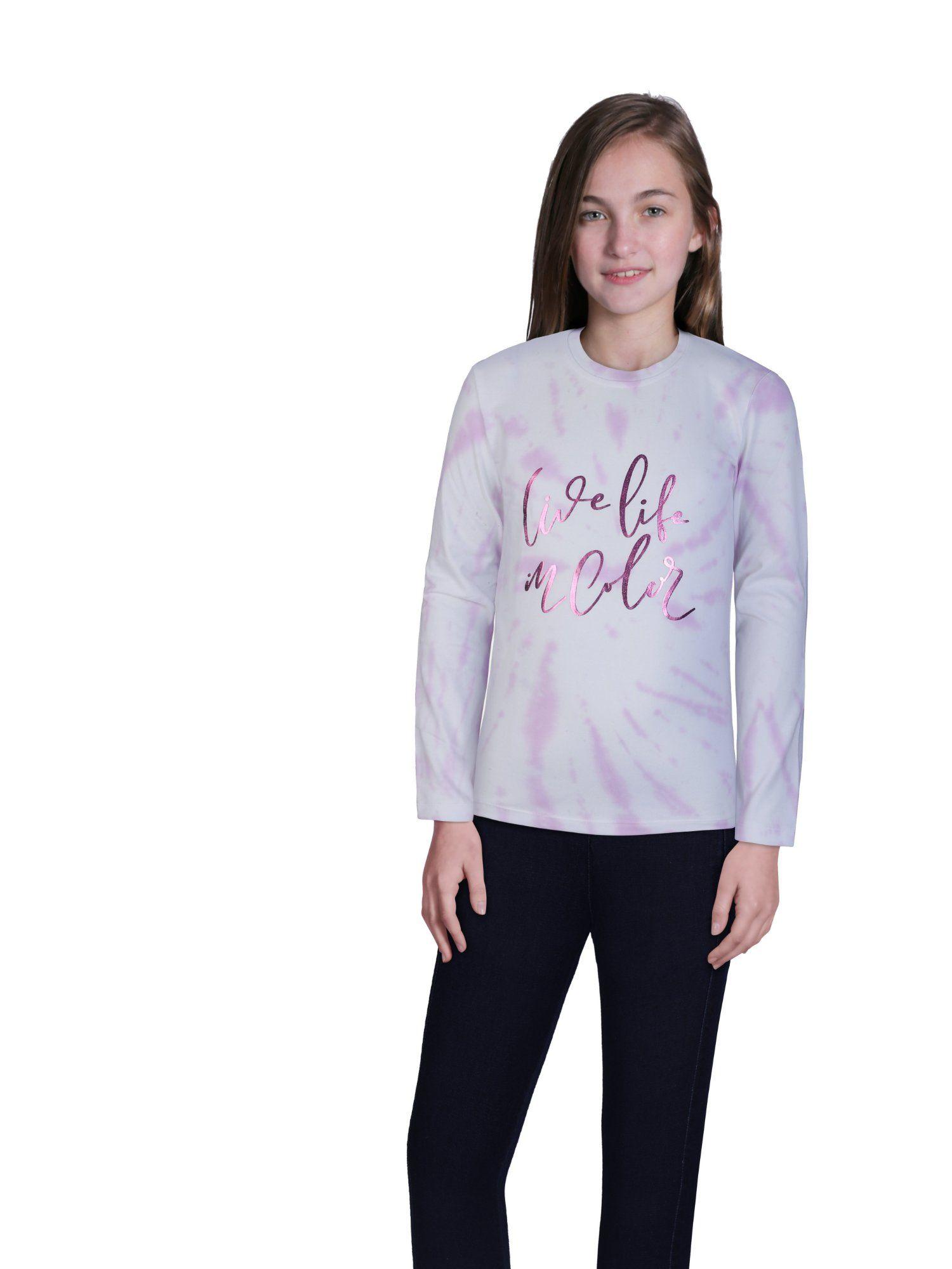 girls multi-color knitted tie & dye knits top
