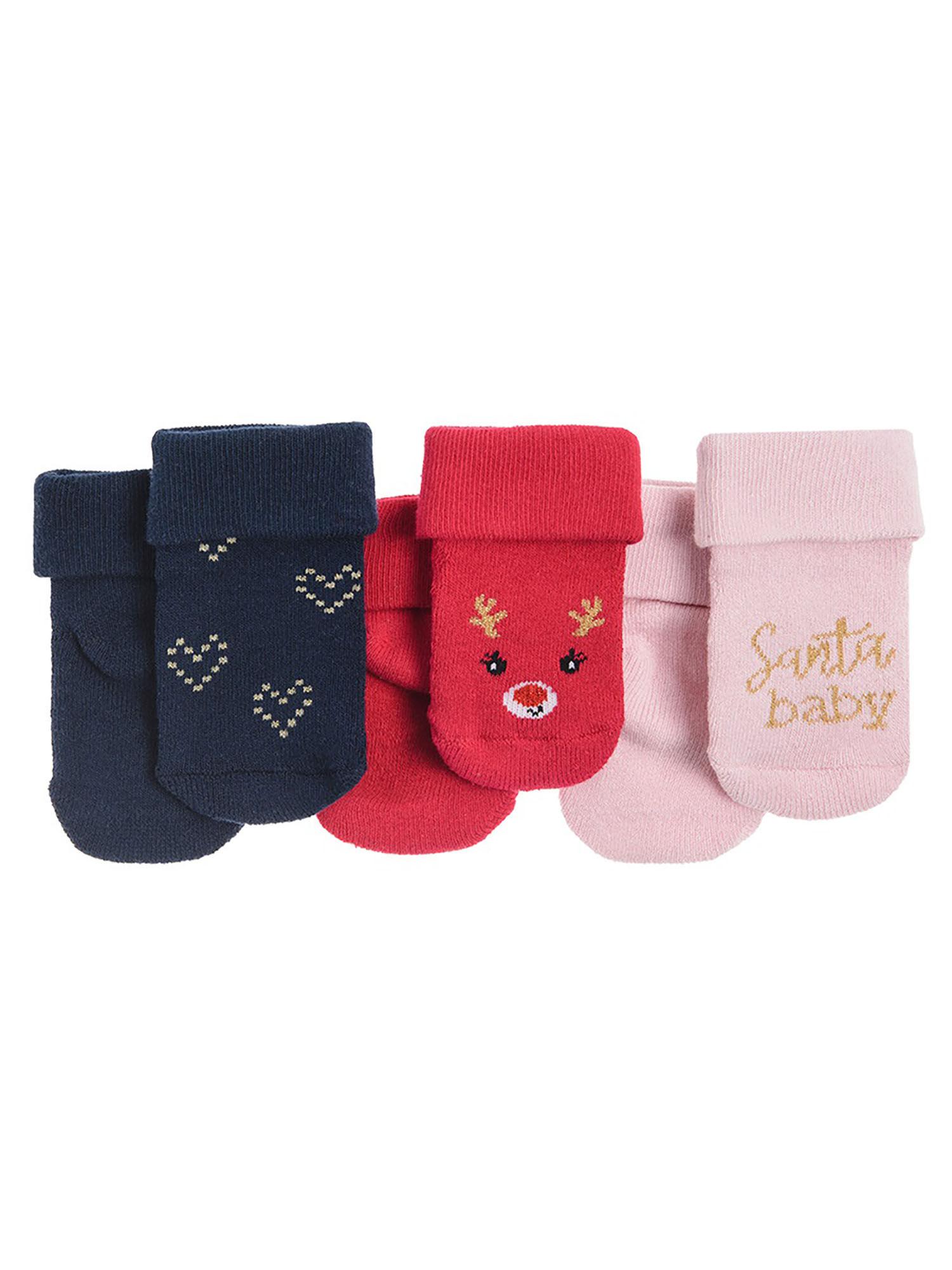 girls multi color printed socks (set of 3)