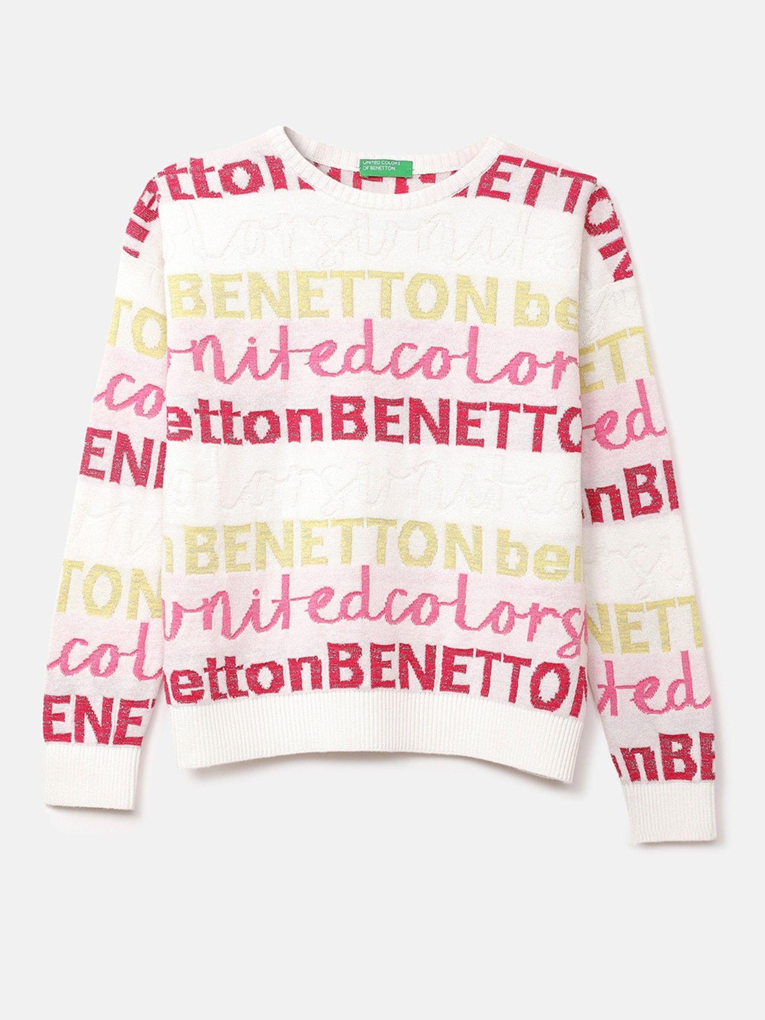 girls multi-color typography sweater