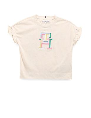 girls multi colour monogram t-shirt