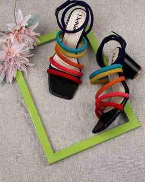 girls multi-strap chunky heeled sandals