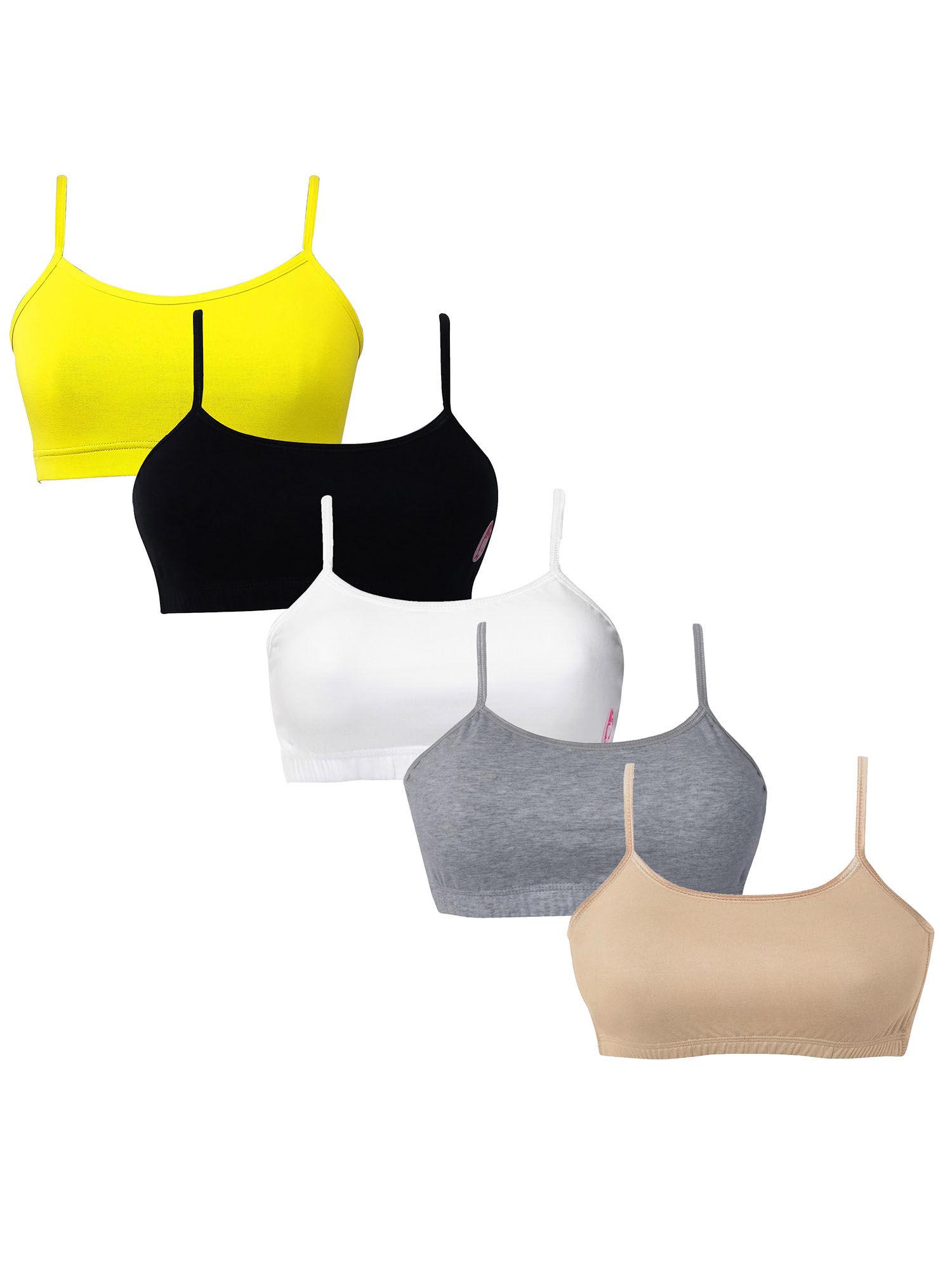 girls multicolour thin strap beginners bra (pack of 5)