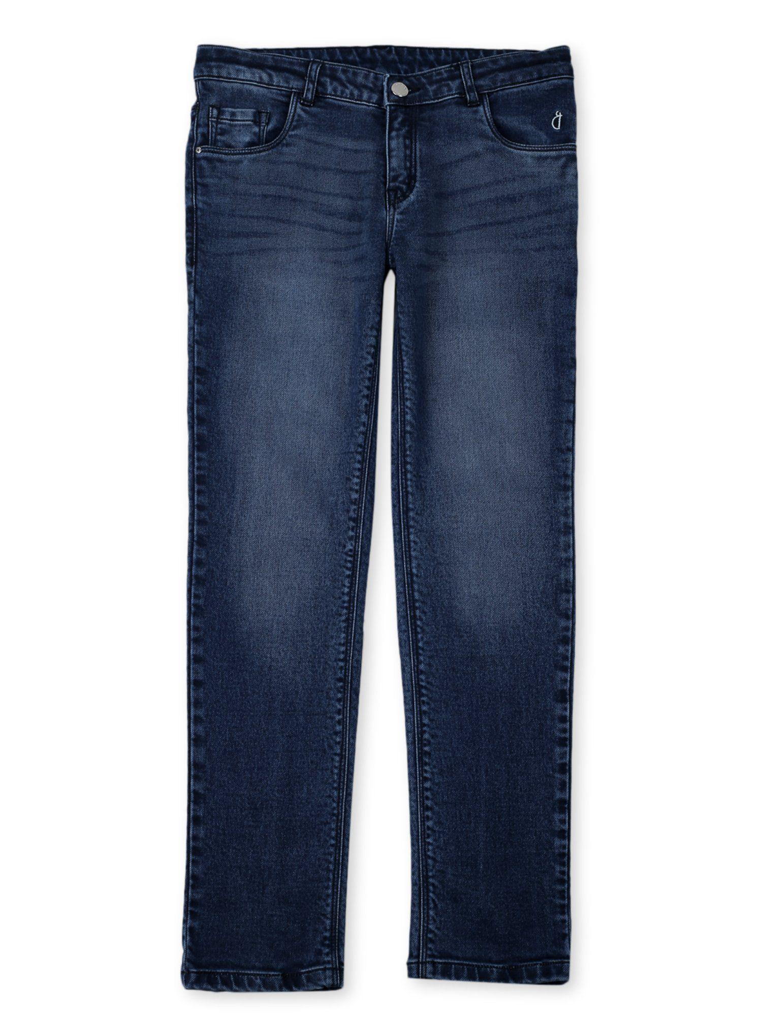 girls navy blue denim embellished jeans